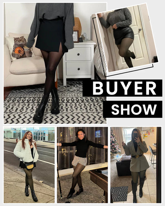 Translucent Fleece Lined Tights Women Thermal Leggings