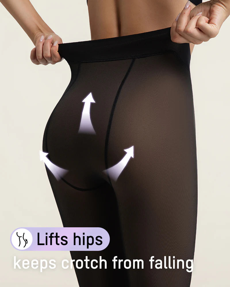 Translucent Fleece Lined Tights Women Thermal Leggings