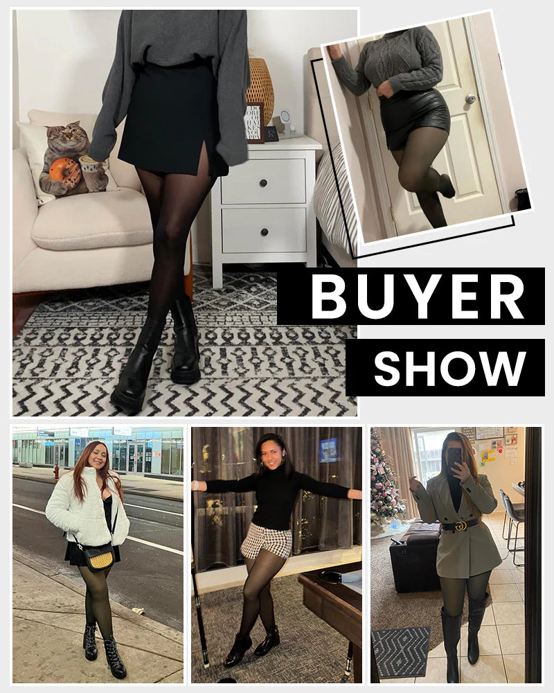 Translucent Fleece Lined Tights Women Thermal  Leggings